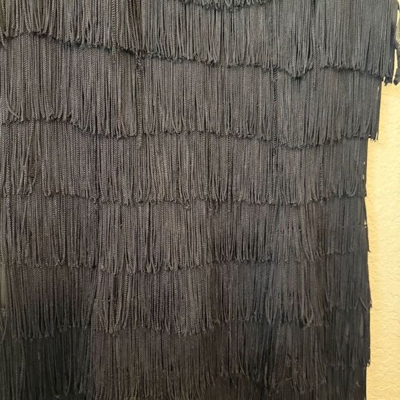Vintage Roberta Black Fringed Sleeveless Flapper Dress Sz 6 - Picture 5 of 11